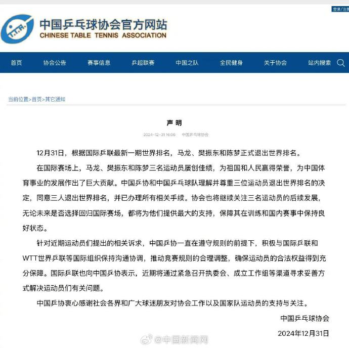 确认！樊振东、马龙、陈梦世界被移除！刘国梁发声力挺三位运动员(图8)